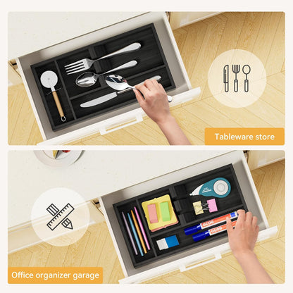 Bamboo Silverware Organizer, 12.6 x 6.97 x 1.96 Inches Kitchen Utensil Drawer Organizer, Silverware Tray for Drawer with Fixed Slots for Spoons, Forks & Knives, Natural