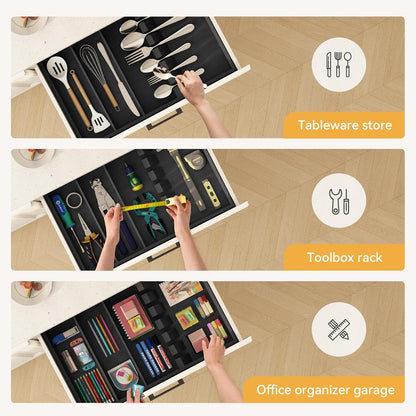 Bamboo Silverware Organizer, 12.6 x 6.97 x 1.96 Inches Kitchen Utensil Drawer Organizer, Silverware Tray for Drawer with Fixed Slots for Spoons, Forks & Knives, Natural