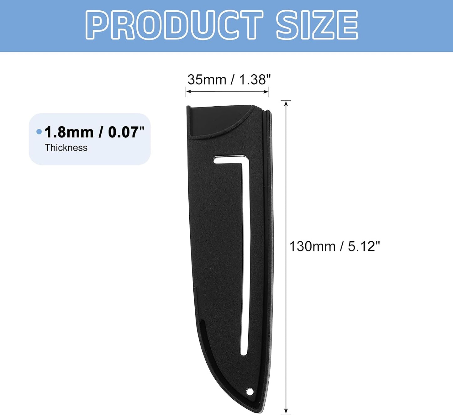 2 Pack PP Safety Knife Cover Sleeves, Blade Edge Guards Protector, Universal Knife Sheath for 5" Kitchen Knife, Black