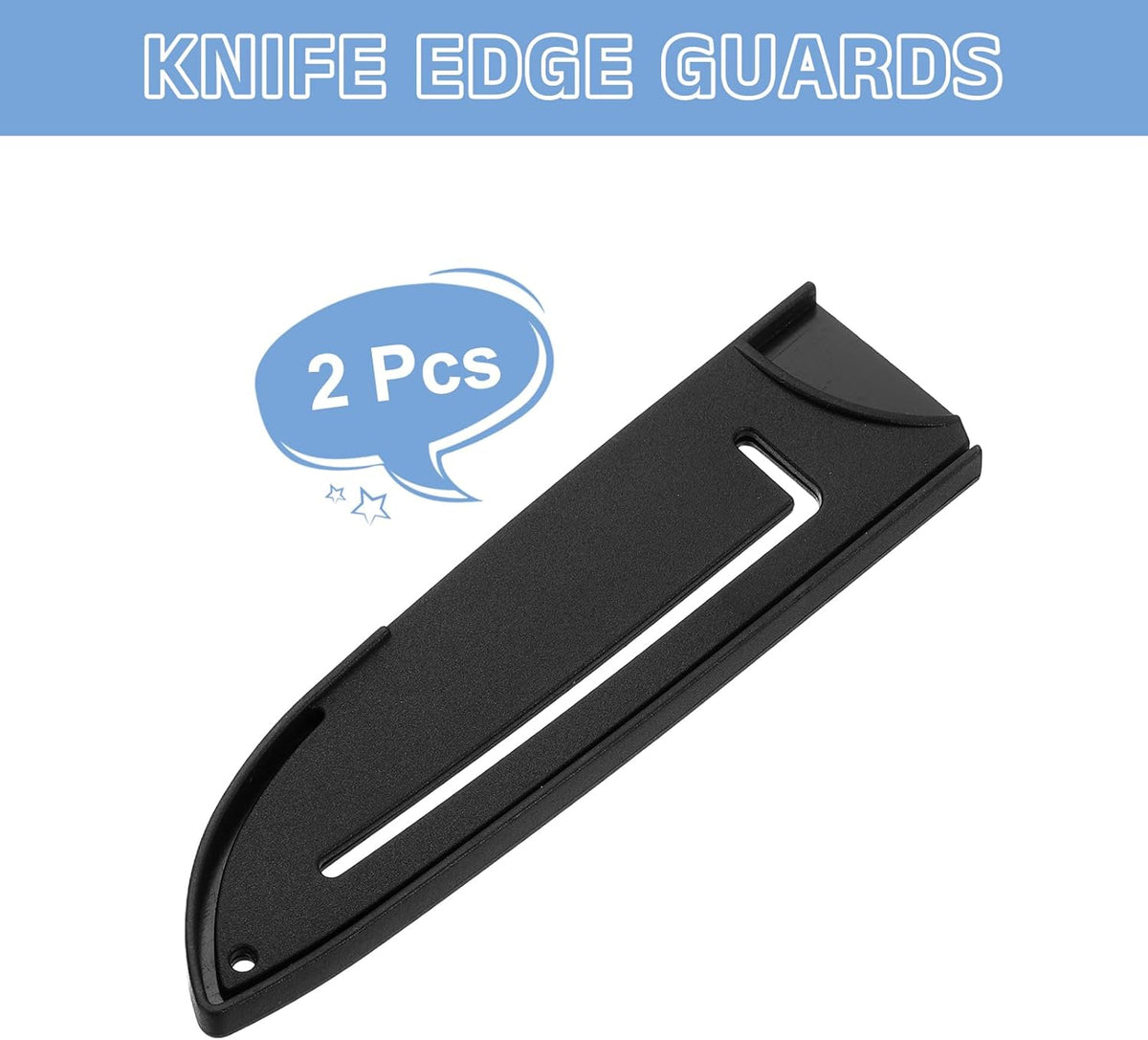 2 Pack PP Safety Knife Cover Sleeves, Blade Edge Guards Protector, Universal Knife Sheath for 5" Kitchen Knife, Black