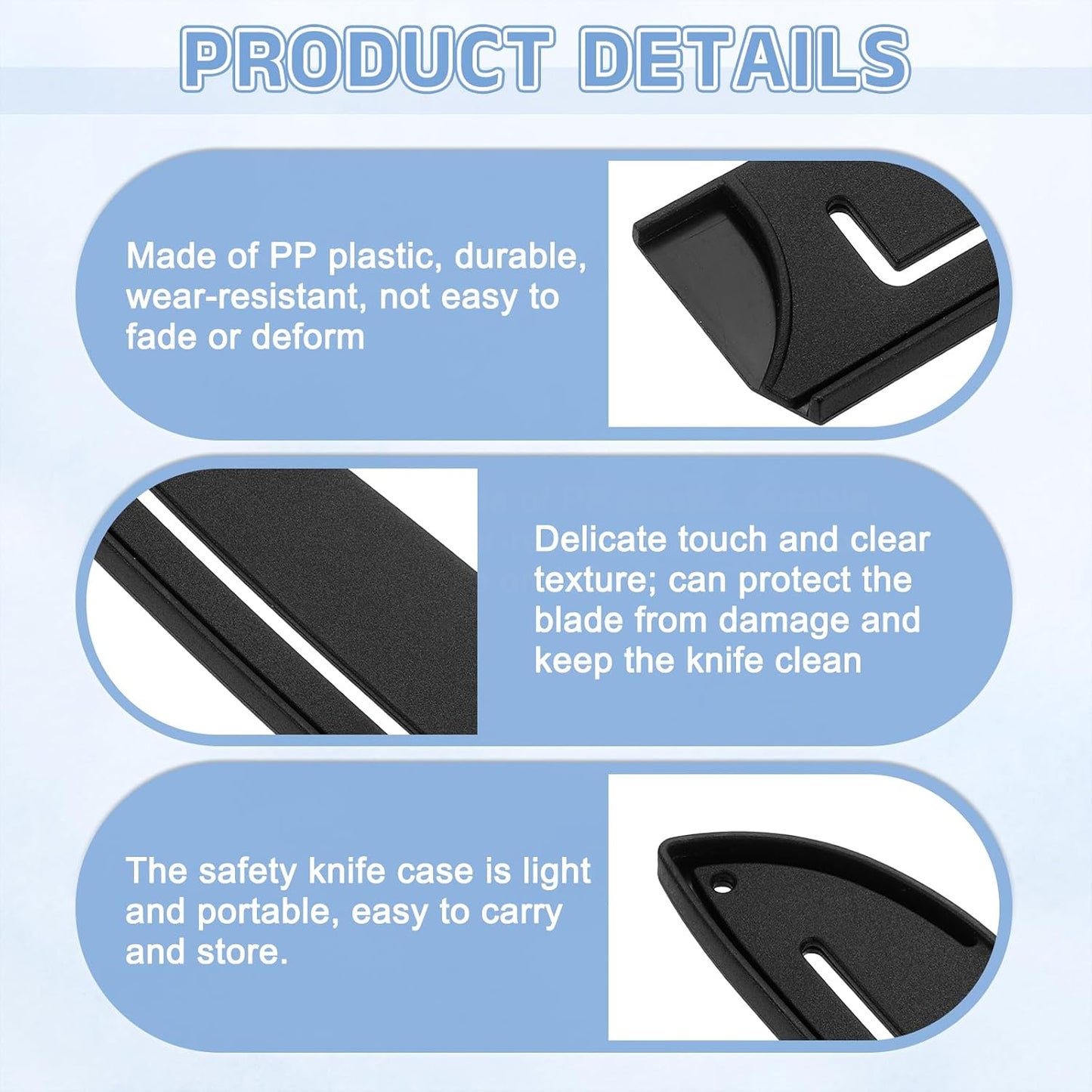 2 Pack PP Safety Knife Cover Sleeves, Blade Edge Guards Protector, Universal Knife Sheath for 5" Kitchen Knife, Black