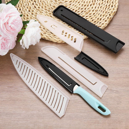 2 Pack PP Safety Knife Cover Sleeves, Blade Edge Guards Protector, Universal Knife Sheath for 5" Kitchen Knife, Black
