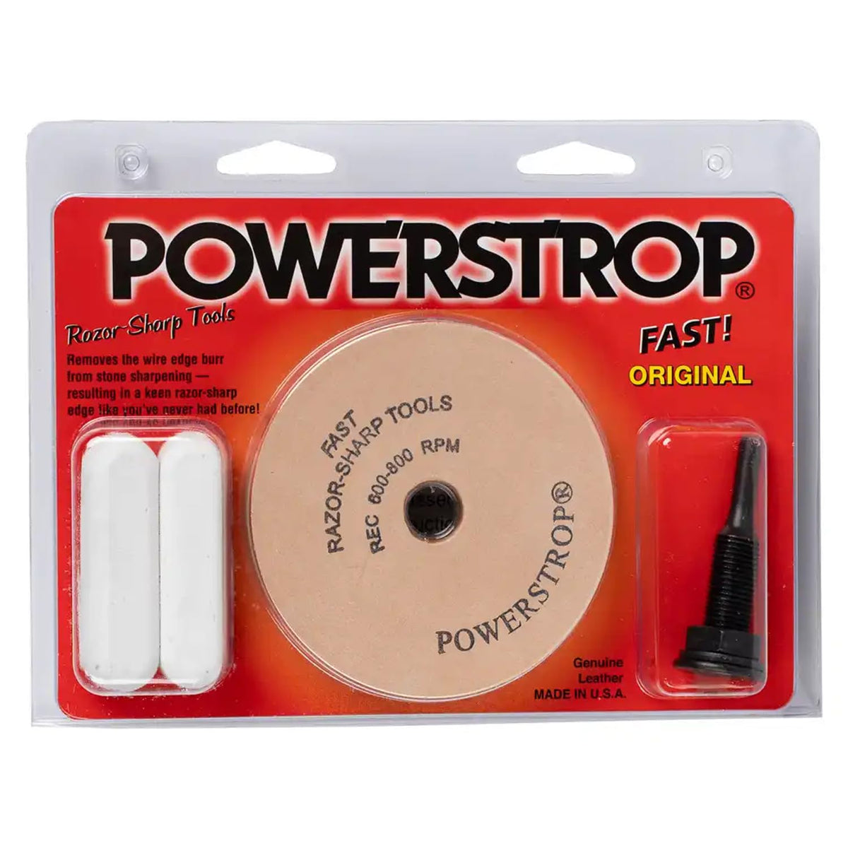 PWS10 Standard Power Strop, with Flat Round Wheel and Buffing Compund, Rated for 600-800 RPM