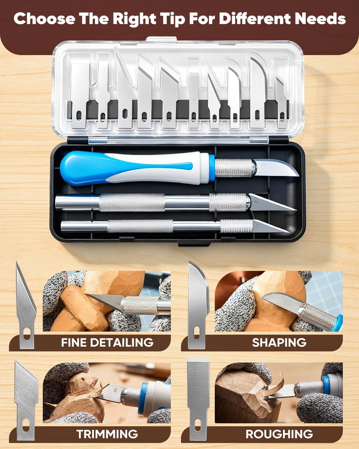SakerNeo Deluxe Wood Carving Kit whittling kit, 25 Piece Wood Carving Tools with Thick Leather Storage Bag,wood carving set-Ideal Woodworking Tools and Hobbies for Beginners Enthusiasts Gift DIY