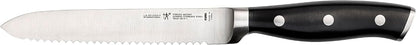 Forged Accent Razor-Sharp 5-inch Serrated Utility Knife, Tomato Knife, White Handle, German Engineered Informed by 100+ Years of Mastery