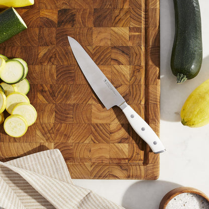 Forged Accent Razor-Sharp 5-inch Serrated Utility Knife, Tomato Knife, White Handle, German Engineered Informed by 100+ Years of Mastery