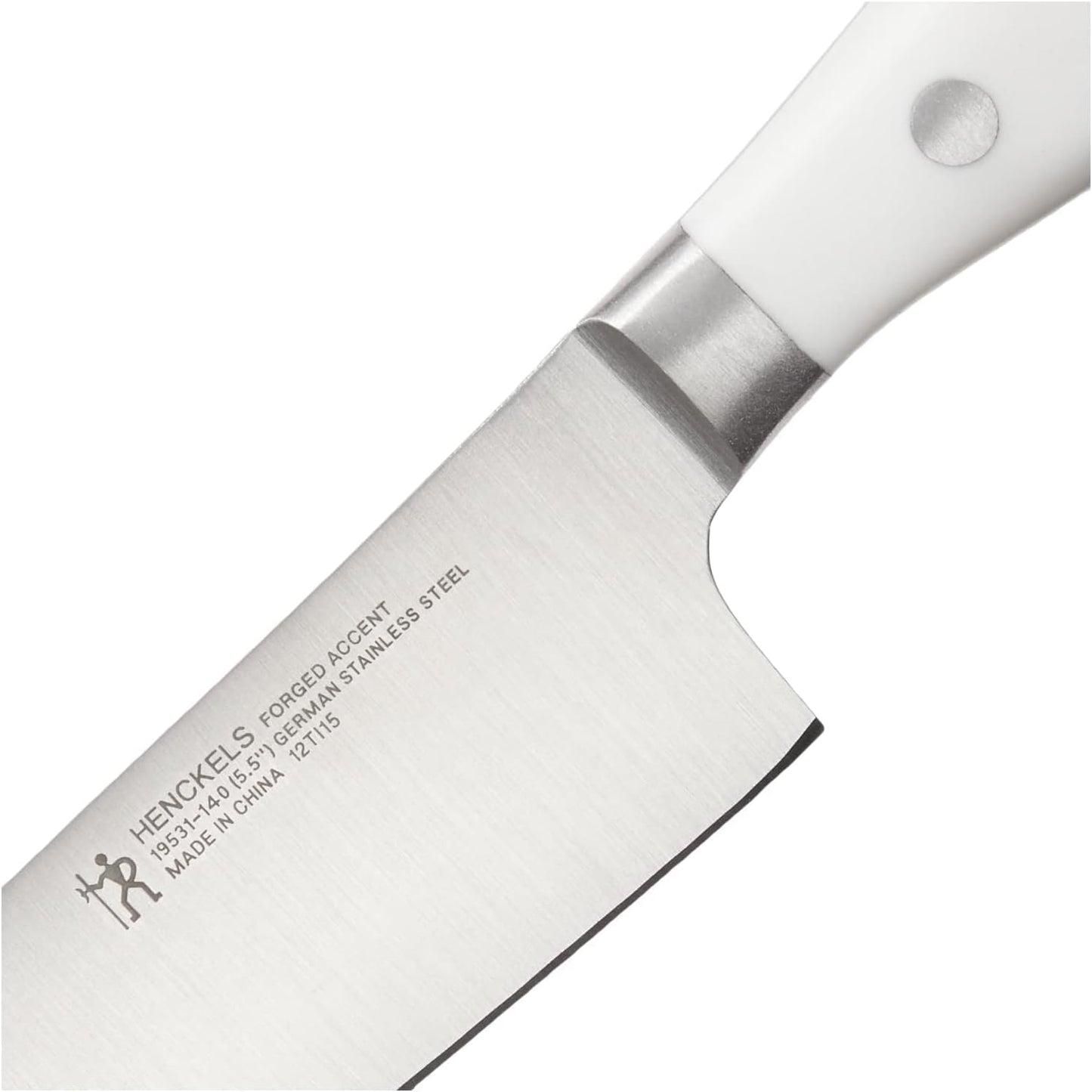 Forged Accent Razor-Sharp 5-inch Serrated Utility Knife, Tomato Knife, White Handle, German Engineered Informed by 100+ Years of Mastery