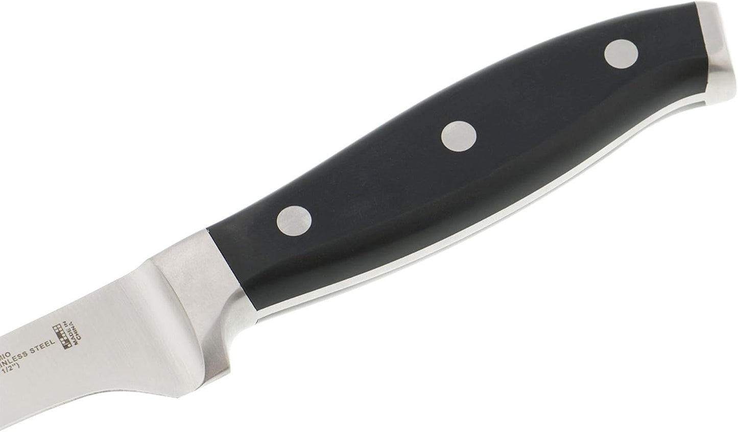 Forged Accent Razor-Sharp 5-inch Serrated Utility Knife, Tomato Knife, White Handle, German Engineered Informed by 100+ Years of Mastery