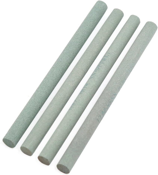 Green Abrasives Round Rod Sharpening Grinding Oil Stone Whetstone 320 Grit 4 Pcs
