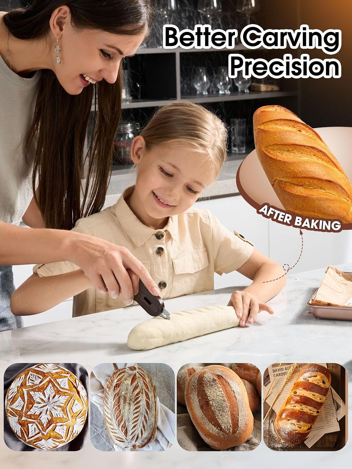 Bread Lame Sourdough Scoring Tool with Extractable & Magnetic, Bread Scoring Tool with 5 Retractable Razor Blades & Pan Scraper, Push-Pull Safety Design, Sourdough Scorer Tool for Dough Baking