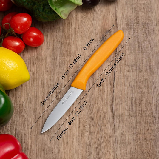 Paring Knife Set of 6,Stainless Stee,Straight Edge,PP Handle,Color | Fruit Knife,Paring Knives,Kitchen Knife,Small Knife Set for Cutting Fruits and Vegetables,8 cm,Ultra Sharp,Dishwasher Safe