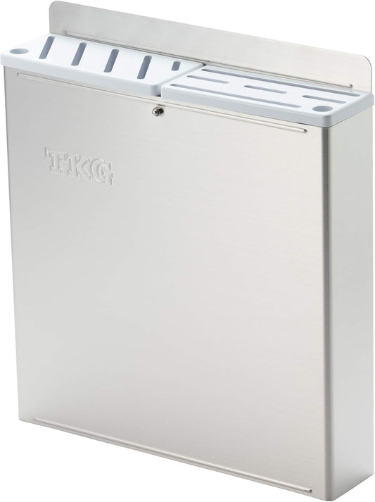 Endo Shoji AHU671 Color Knife Rack with Plastic Board, Large, AB Type, White, Main Unit 18-8, Lid, ABS Resin, Made in Japan