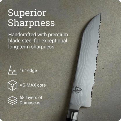Classic 7" Master Serrated Utility Knife, VG-MAX, Pakkawood | Handcrafted Japanese Knife, Precision and Sharpness, VG-MAX Core, Damascus Stainless Steel Cladding, Pakkawood Handle