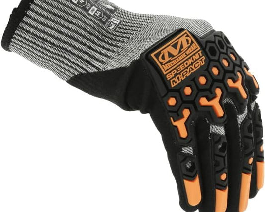 SpeedKnit M-Pact S5CP08 Gloves - Construction Work Gloves for Work Hands Safety - Impact Protection - Machine Washable - Touchscreen Capable - Black - Medium