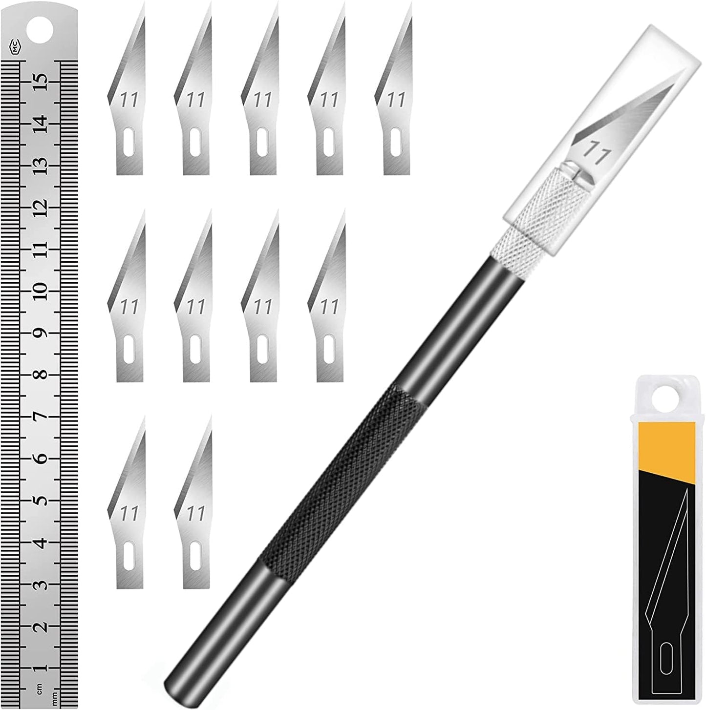 Craft Hobby Knife Set with 10 Extra #11 Blades, 6-Inch Metal Ruler | Exacto Knife for Crafting, Precision Cutting for Polymer Clay, Paper, Vinyl, Stencils & Models, Artists & Hobbyists, Purple