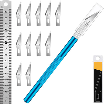 Craft Hobby Knife Set with 10 Extra #11 Blades, 6-Inch Metal Ruler | Exacto Knife for Crafting, Precision Cutting for Polymer Clay, Paper, Vinyl, Stencils & Models, Artists & Hobbyists, Purple