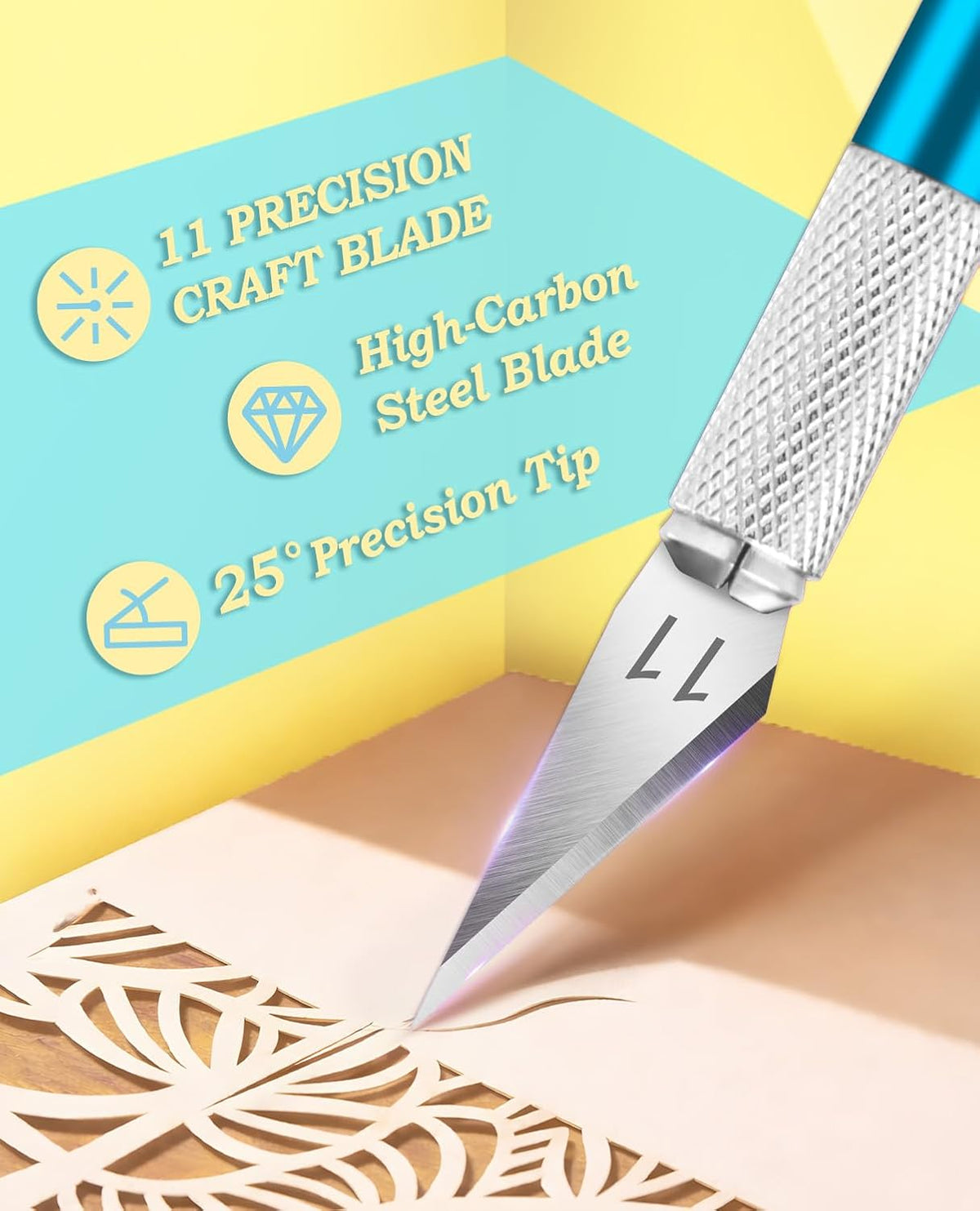 Craft Hobby Knife Set with 10 Extra #11 Blades, 6-Inch Metal Ruler | Exacto Knife for Crafting, Precision Cutting for Polymer Clay, Paper, Vinyl, Stencils & Models, Artists & Hobbyists, Purple