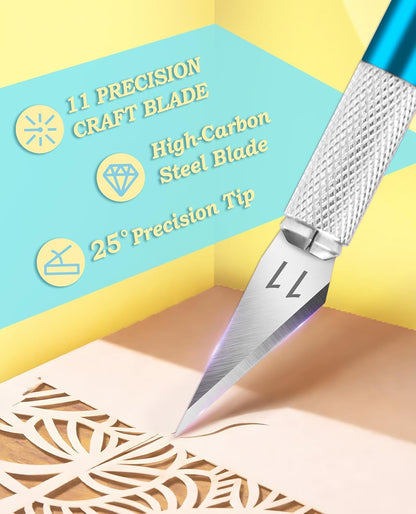 Craft Hobby Knife Set with 10 Extra #11 Blades, 6-Inch Metal Ruler | Exacto Knife for Crafting, Precision Cutting for Polymer Clay, Paper, Vinyl, Stencils & Models, Artists & Hobbyists, Purple