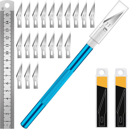 Craft Hobby Knife Set with 10 Extra #11 Blades, 6-Inch Metal Ruler | Exacto Knife for Crafting, Precision Cutting for Polymer Clay, Paper, Vinyl, Stencils & Models, Artists & Hobbyists, Purple
