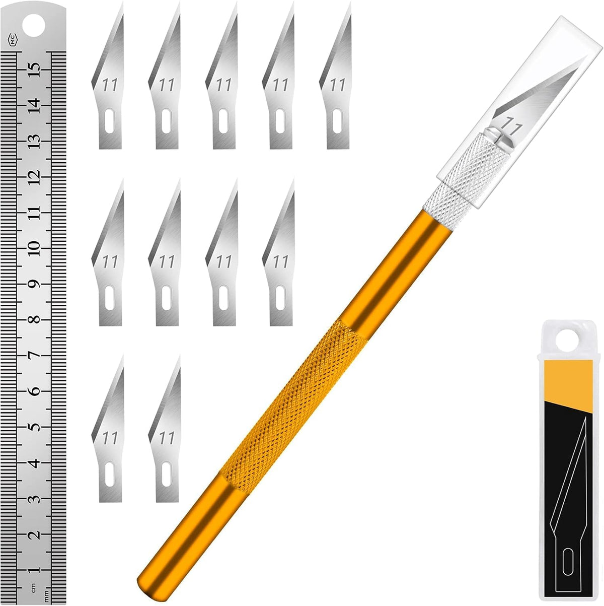 Craft Hobby Knife Set with 10 Extra #11 Blades, 6-Inch Metal Ruler | Exacto Knife for Crafting, Precision Cutting for Polymer Clay, Paper, Vinyl, Stencils & Models, Artists & Hobbyists, Purple