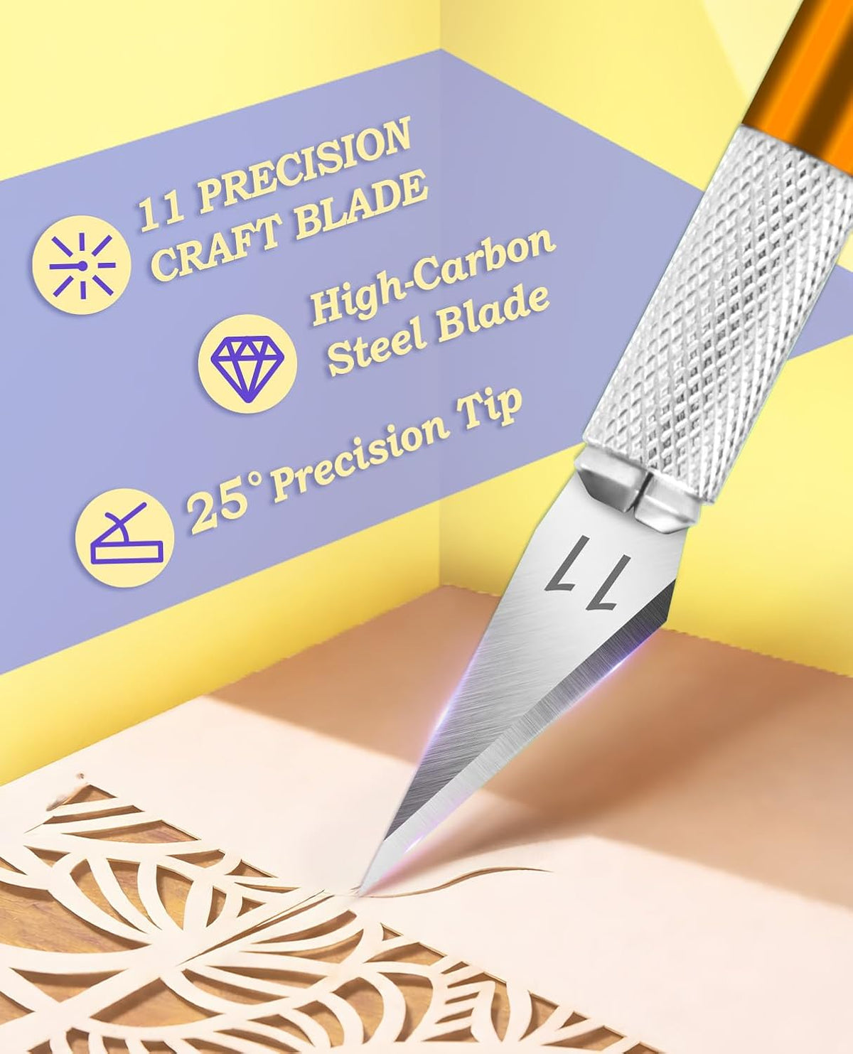 Craft Hobby Knife Set with 10 Extra #11 Blades, 6-Inch Metal Ruler | Exacto Knife for Crafting, Precision Cutting for Polymer Clay, Paper, Vinyl, Stencils & Models, Artists & Hobbyists, Purple