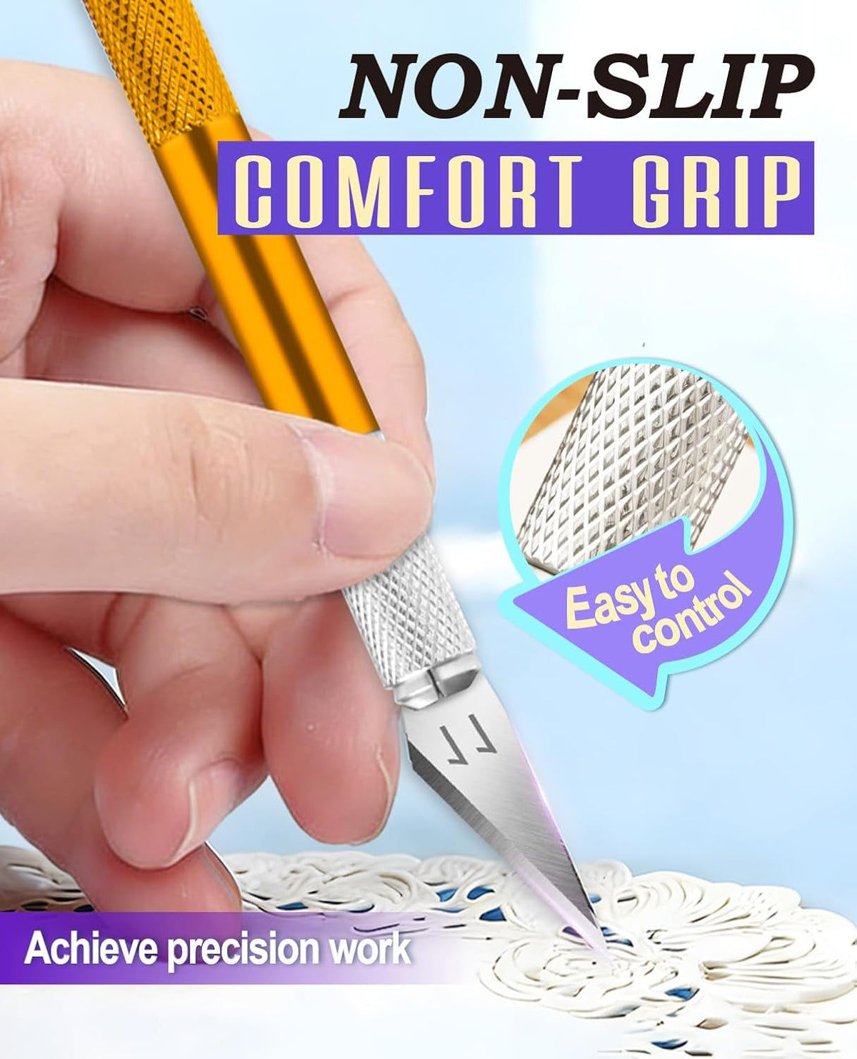 Craft Hobby Knife Set with 10 Extra #11 Blades, 6-Inch Metal Ruler | Exacto Knife for Crafting, Precision Cutting for Polymer Clay, Paper, Vinyl, Stencils & Models, Artists & Hobbyists, Purple