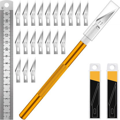 Craft Hobby Knife Set with 10 Extra #11 Blades, 6-Inch Metal Ruler | Exacto Knife for Crafting, Precision Cutting for Polymer Clay, Paper, Vinyl, Stencils & Models, Artists & Hobbyists, Purple