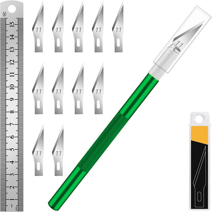 Craft Hobby Knife Set with 10 Extra #11 Blades, 6-Inch Metal Ruler | Exacto Knife for Crafting, Precision Cutting for Polymer Clay, Paper, Vinyl, Stencils & Models, Artists & Hobbyists, Purple