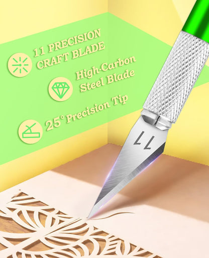 Craft Hobby Knife Set with 10 Extra #11 Blades, 6-Inch Metal Ruler | Exacto Knife for Crafting, Precision Cutting for Polymer Clay, Paper, Vinyl, Stencils & Models, Artists & Hobbyists, Purple