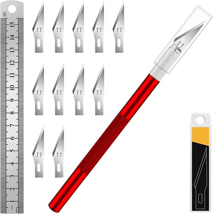 Craft Hobby Knife Set with 10 Extra #11 Blades, 6-Inch Metal Ruler | Exacto Knife for Crafting, Precision Cutting for Polymer Clay, Paper, Vinyl, Stencils & Models, Artists & Hobbyists, Purple