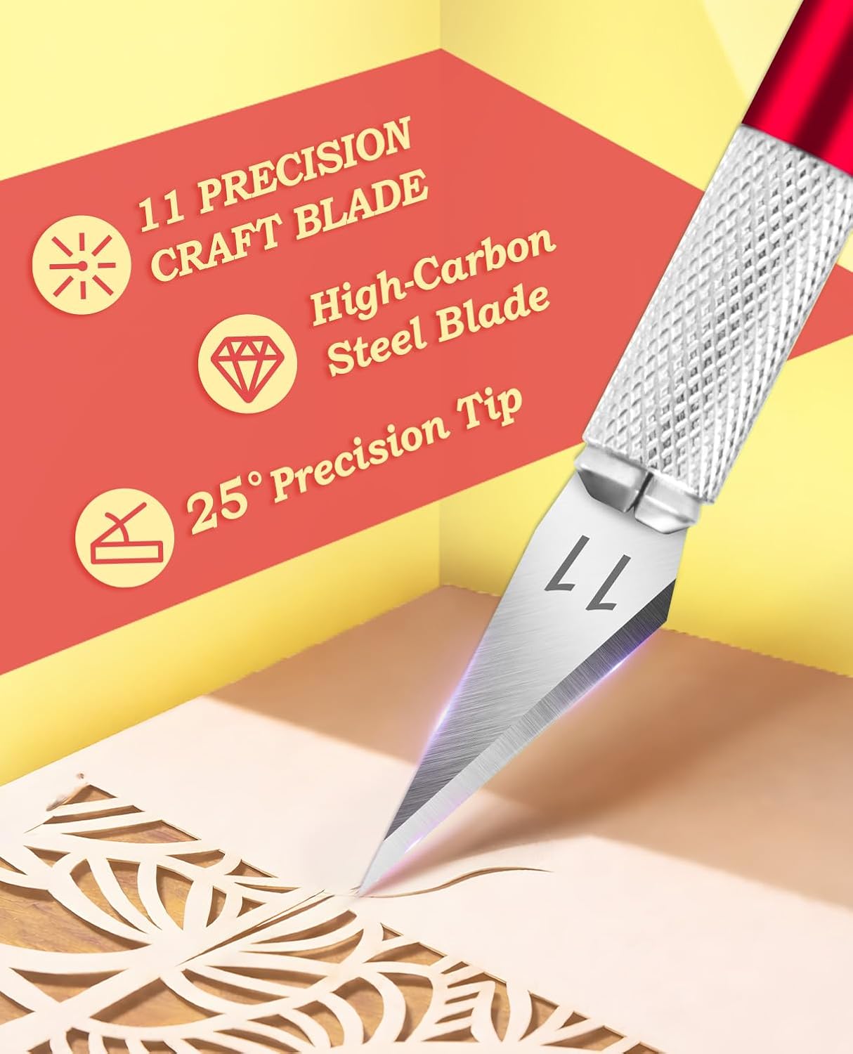 Craft Hobby Knife Set with 10 Extra #11 Blades, 6-Inch Metal Ruler | Exacto Knife for Crafting, Precision Cutting for Polymer Clay, Paper, Vinyl, Stencils & Models, Artists & Hobbyists, Purple
