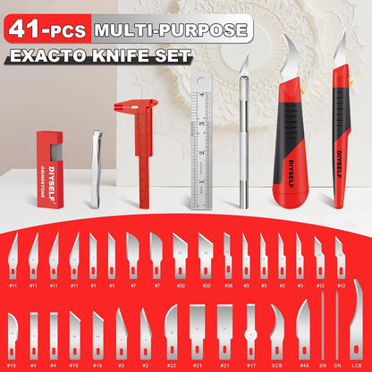 Craft Hobby Knife Set with 10 Extra #11 Blades, 6-Inch Metal Ruler | Exacto Knife for Crafting, Precision Cutting for Polymer Clay, Paper, Vinyl, Stencils & Models, Artists & Hobbyists, Purple