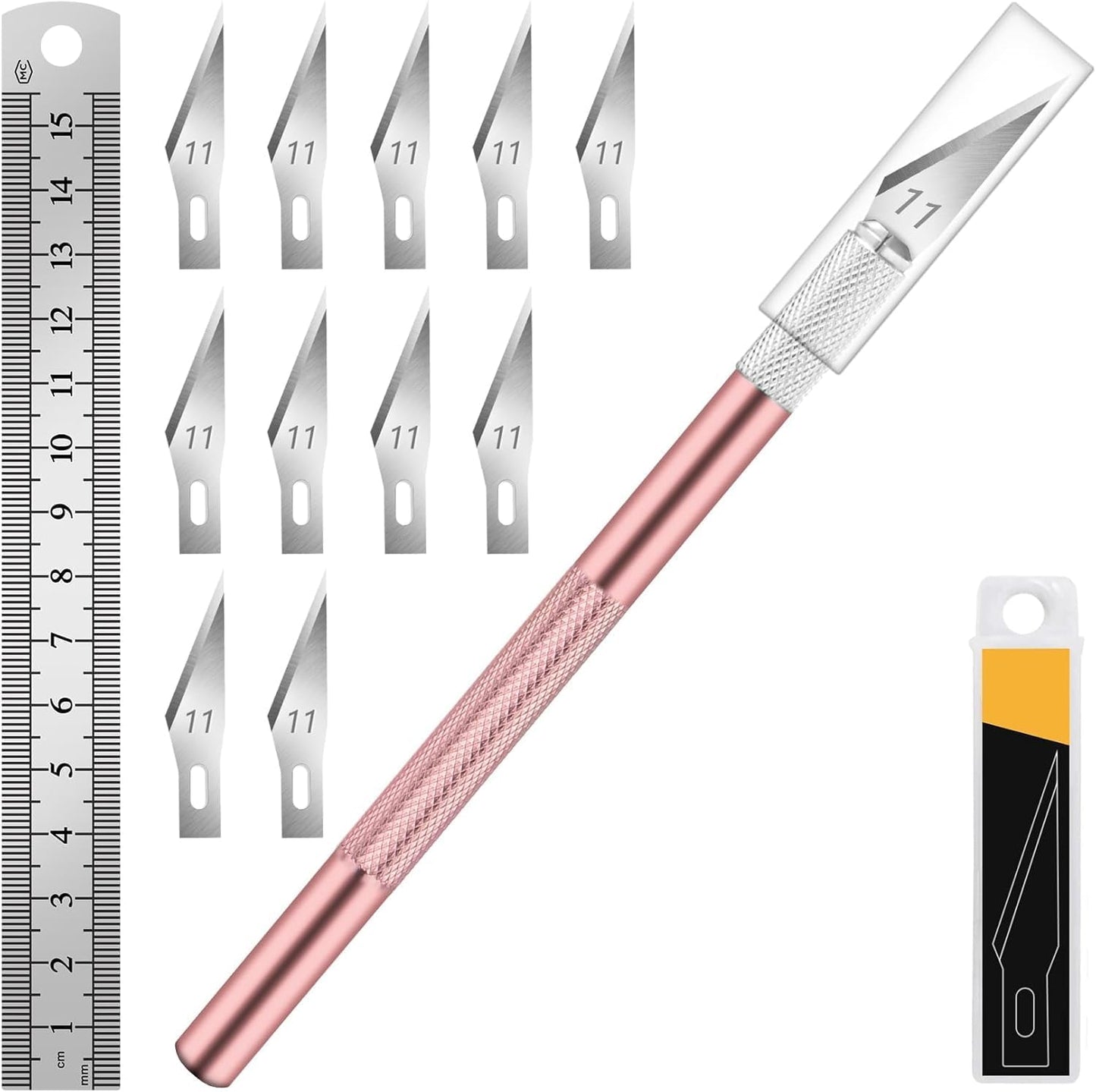 Craft Hobby Knife Set with 10 Extra #11 Blades, 6-Inch Metal Ruler | Exacto Knife for Crafting, Precision Cutting for Polymer Clay, Paper, Vinyl, Stencils & Models, Artists & Hobbyists, Purple