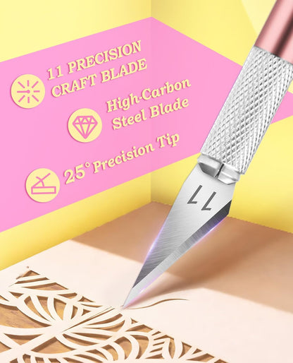 Craft Hobby Knife Set with 10 Extra #11 Blades, 6-Inch Metal Ruler | Exacto Knife for Crafting, Precision Cutting for Polymer Clay, Paper, Vinyl, Stencils & Models, Artists & Hobbyists, Purple