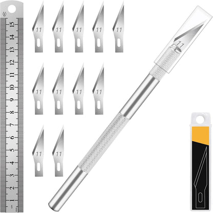 Craft Hobby Knife Set with 10 Extra #11 Blades, 6-Inch Metal Ruler | Exacto Knife for Crafting, Precision Cutting for Polymer Clay, Paper, Vinyl, Stencils & Models, Artists & Hobbyists, Purple