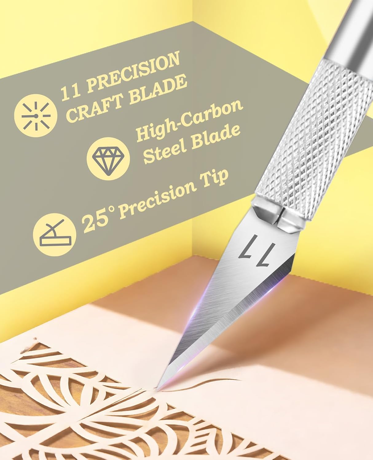 Craft Hobby Knife Set with 10 Extra #11 Blades, 6-Inch Metal Ruler | Exacto Knife for Crafting, Precision Cutting for Polymer Clay, Paper, Vinyl, Stencils & Models, Artists & Hobbyists, Purple