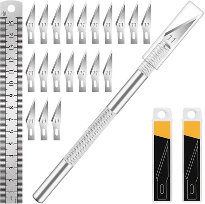 Craft Hobby Knife Set with 10 Extra #11 Blades, 6-Inch Metal Ruler | Exacto Knife for Crafting, Precision Cutting for Polymer Clay, Paper, Vinyl, Stencils & Models, Artists & Hobbyists, Purple