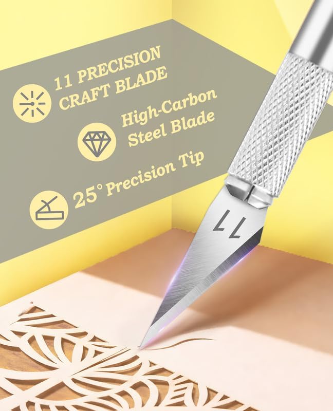 Craft Hobby Knife Set with 10 Extra #11 Blades, 6-Inch Metal Ruler | Exacto Knife for Crafting, Precision Cutting for Polymer Clay, Paper, Vinyl, Stencils & Models, Artists & Hobbyists, Purple
