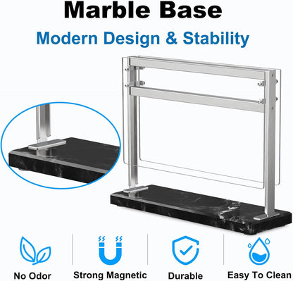 Magnetic Knife Block Stand - Marble Base Magnetic Knife Holder for Counter Top - Double Sided Knife Block without Knives - Stainless Steel Magnetic Kitchen knife holder - Black