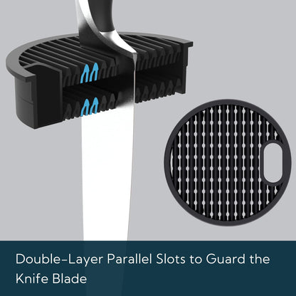 Universal Knife Block without Knives, Round Kitchen Knife Holder with Scissors Slot，Space Saver Knife Storage with Clear Barrel - Unique Slot Design to Protect Blades and Detach for Easy Cleaning