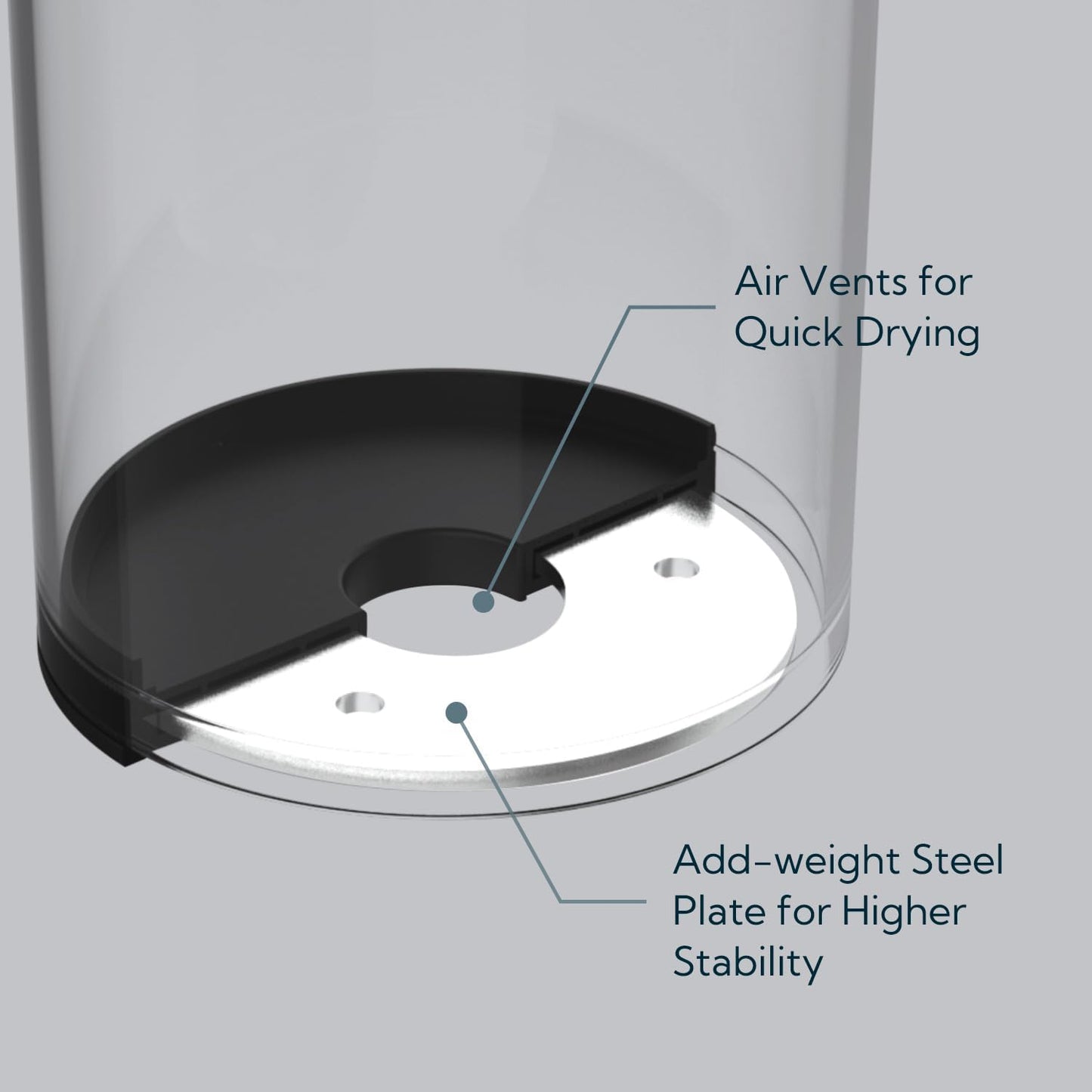 Universal Knife Block without Knives, Round Kitchen Knife Holder with Scissors Slot，Space Saver Knife Storage with Clear Barrel - Unique Slot Design to Protect Blades and Detach for Easy Cleaning
