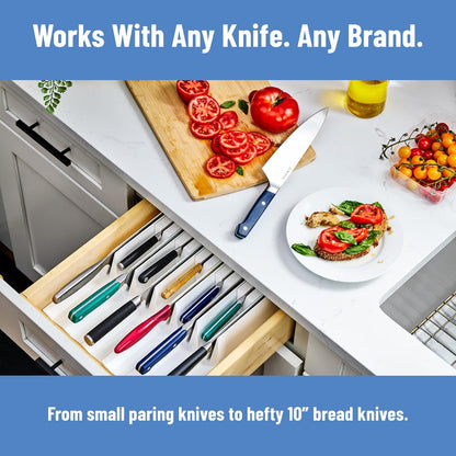 Modular Knife Storage - Magnetic Drawer Organizer, Holder for All Knife Brands up to 11 inches, Compact ABS Design, Easy to Clean - Large (15.75 × 2.25 × 2.5 in), White