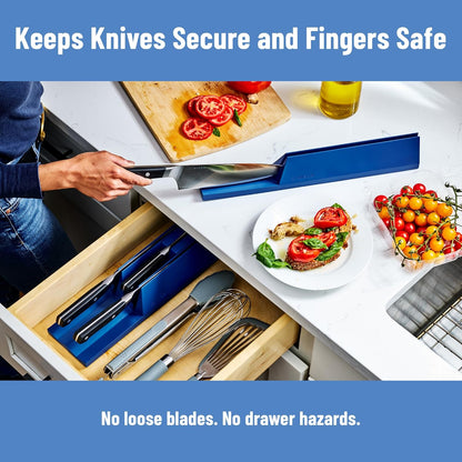 Modular Knife Storage - Magnetic Drawer Organizer, Holder for All Knife Brands up to 11 inches, Compact ABS Design, Easy to Clean - Large (15.75 × 2.25 × 2.5 in), White