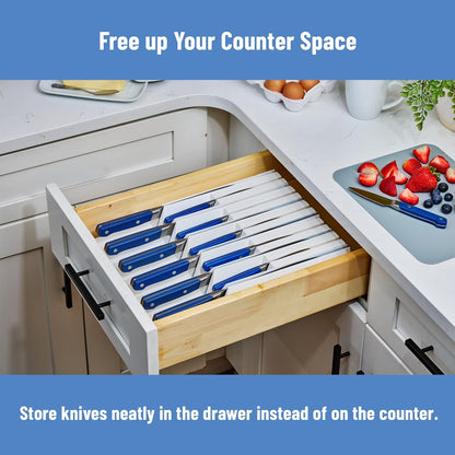 Modular Knife Storage - Magnetic Drawer Organizer, Holder for All Knife Brands up to 11 inches, Compact ABS Design, Easy to Clean - Large (15.75 × 2.25 × 2.5 in), White