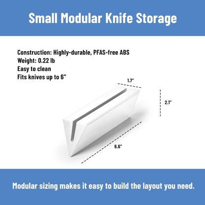 Modular Knife Storage - Magnetic Drawer Organizer, Holder for All Knife Brands up to 11 inches, Compact ABS Design, Easy to Clean - Large (15.75 × 2.25 × 2.5 in), White