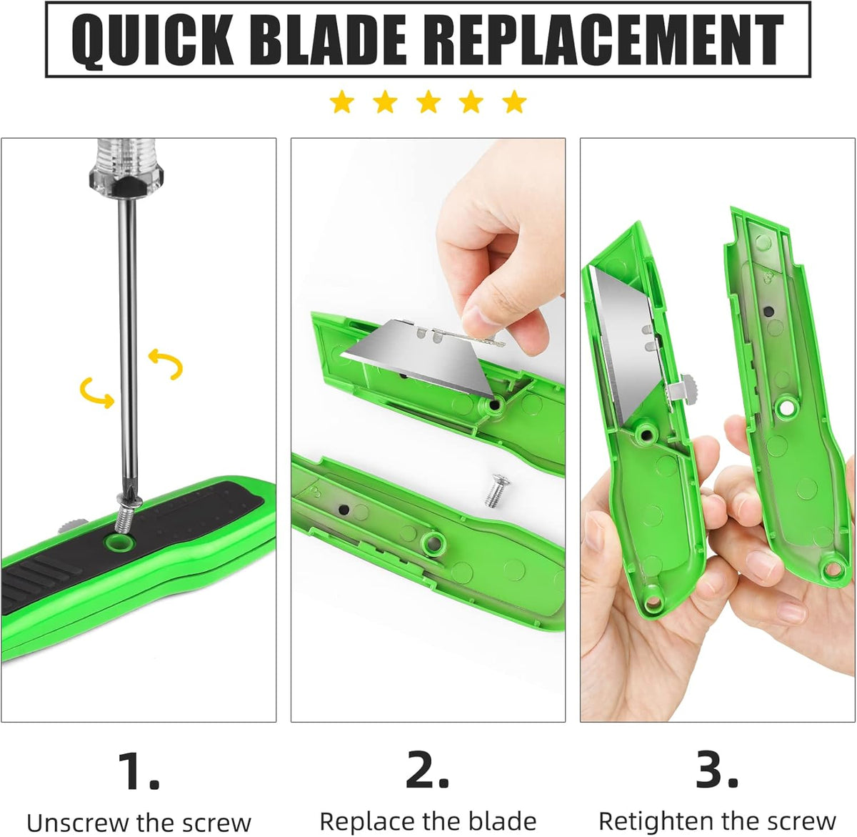 4 Pack Box Cutters, Utility Knives Retractable with 10 SK5 Blades | Aluminum Alloy Body Box Cutters Retractable, Slide Lock Utility Knife Heavy Duty for Cardboard, Carpet, Packages And Work