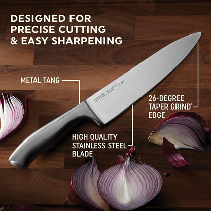 Insignia (13-PC) Kitchen Knife Block Set With Wooden Block, Contoured Handles and Sharp Stainless Steel Professional Chef Knife Set & Scissors