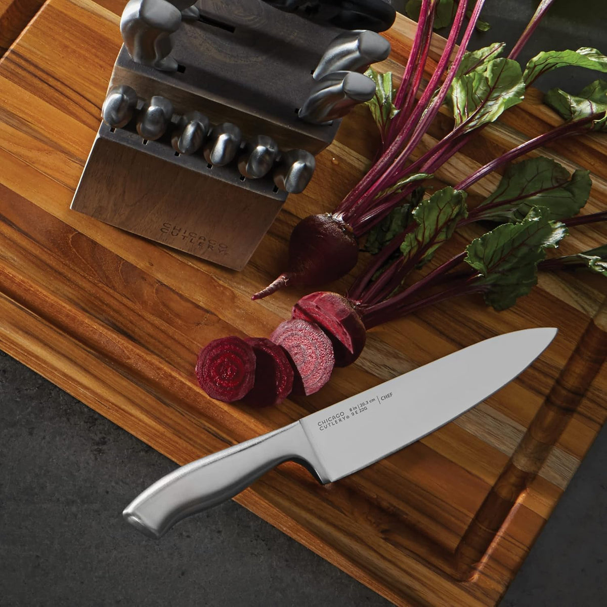 Insignia (13-PC) Kitchen Knife Block Set With Wooden Block, Contoured Handles and Sharp Stainless Steel Professional Chef Knife Set & Scissors