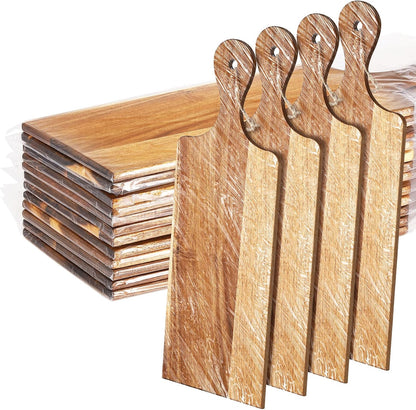 12 Packs Wooden Cutting Board Set with Handles 15 x 7 Inch Large Kitchen Serving Plain Chopping Board Bulk Gifts for Mom for Vegetables Meat Pizza Cheese Fruit Bread(Bamboo)