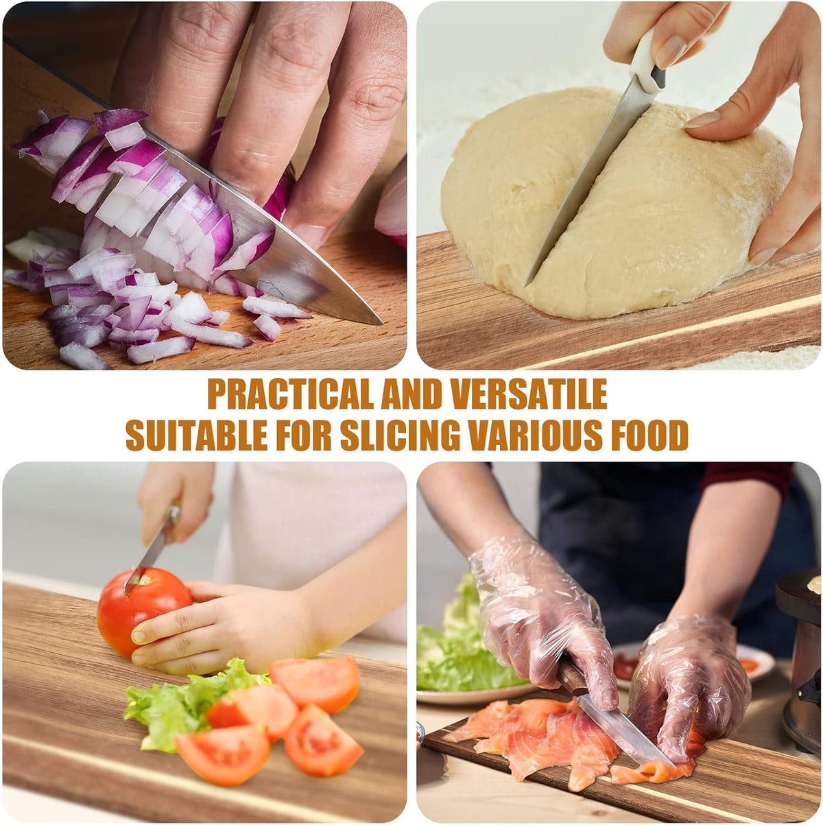 12 Packs Wooden Cutting Board Set with Handles 15 x 7 Inch Large Kitchen Serving Plain Chopping Board Bulk Gifts for Mom for Vegetables Meat Pizza Cheese Fruit Bread(Bamboo)